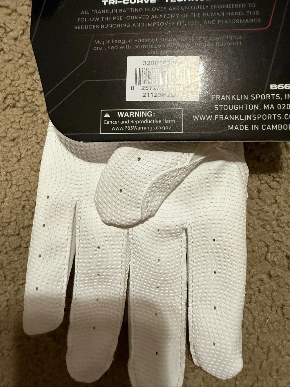 Franklin Kids White Nex-Skinz Batting Mittens - Youth M